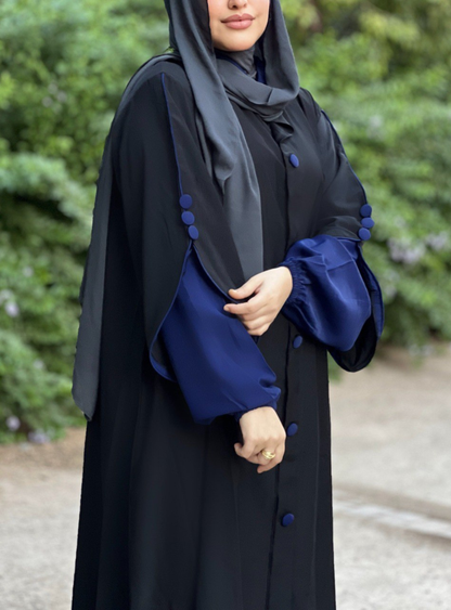 Abaya avec cape & boutons nacrés 2