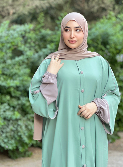 Abaya avec cape & boutons nacrés 2